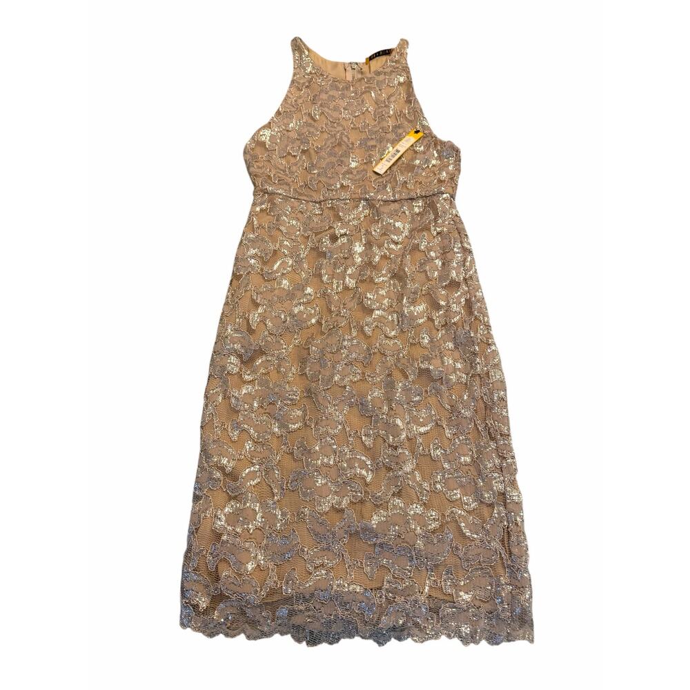 NWT Alice + Olivia Champagne Lace Cocktail Dress - Size 6 - Picture 2 of 16